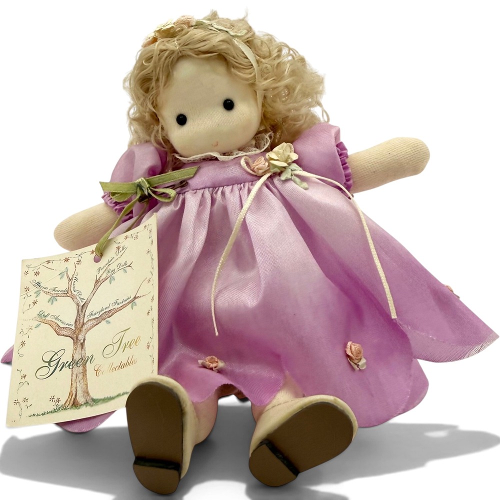 Green Tree Collectables Gemini Musical Cloth Doll Moving Head Purple Rose Dress